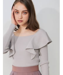 MERCURYDUO | ロングスリーブラッフルコンパクトリブニット(ニット/セーター)