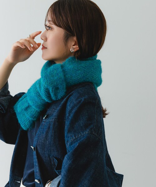 RODE SKO（ロデスコ）の「メランジロングマフラー（マフラー・レディース・BEIGE/CHARCOAL/BLUE・one）」の3枚目の写真