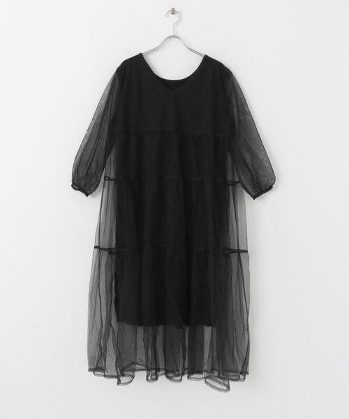 URBAN RESEARCH ROSSO（アーバンリサーチロッソ）の「TORRAZZO DONNA　ニット×オーガンジーリバーシブルワンピース（ワンピース・レディース・BEIGE/BLACK・FREE）」の13枚目の写真