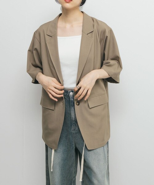 KBF（ケイビーエフ）の「ハーフスリーブルーズジャケット（テーラードジャケット・レディース・CHARCOAL/MOCHA・one）」の19枚目の写真