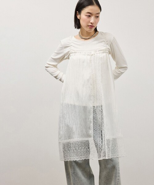 ADAM ET ROPE'（アダムエロペ）の「【サステナブル】レースワンピーススカート（スカート・レディース・ブラック/ホワイト・F）」の12枚目の写真