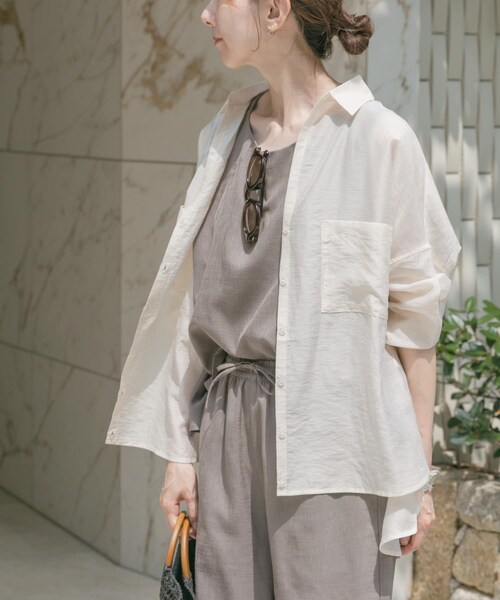 ITEMS URBANRESEARCH（アイテムズ アーバンリサーチ）の「シアーポケットスキッパーシャツ（シャツ/ブラウス・レディース・WHT/L.BLU/NVY・FREE）」の6枚目の写真