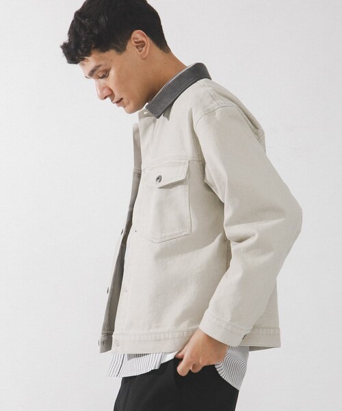 URBAN RESEARCH Sonny Label（アーバンリサーチサニーレーベル）の「ウォッシュドツイル襟切替ジャケット（ブルゾン・メンズ・アイボリー/ベージュ/チャコール・M/L）」の7枚目の写真