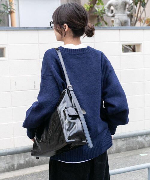 ITEMS URBANRESEARCH（アイテムズ アーバンリサーチ）の「クルーネックロゴニットプルオーバー（ニット/セーター・レディース・L.GRY/NVY/YEL・Free）」の6枚目の写真