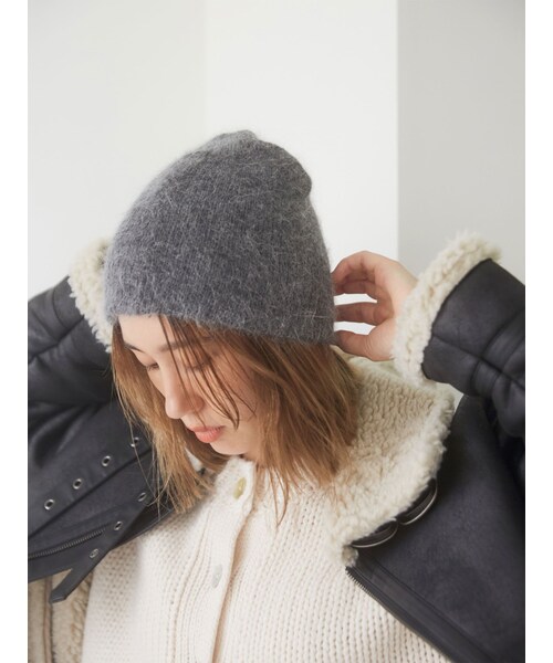 Ungrid（アングリッド）の「ウール混ニット帽（ニットキャップ/ビーニー・レディース・チャコールグレー/レッド/ブラウン・F）」の5枚目の写真