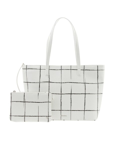 【EMODA】ペイントチェック柄ポーチ付きトートバッグ