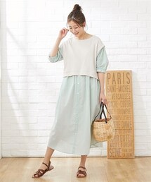 QUNTSTYLE | 【マタニティウエア・授乳服】重ね着風ぽわん袖ワンピース（産前・産後）(マタニティウェア/グッズ)