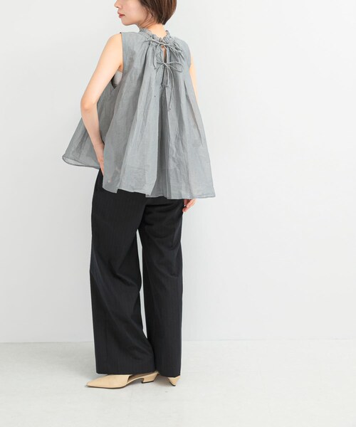 URBAN RESEARCH ROSSO（アーバンリサーチロッソ）の「MARILYN MOON　sheer cotton gather blouse（シャツ/ブラウス・レディース・BLACK/GRAY・FREE）」の12枚目の写真