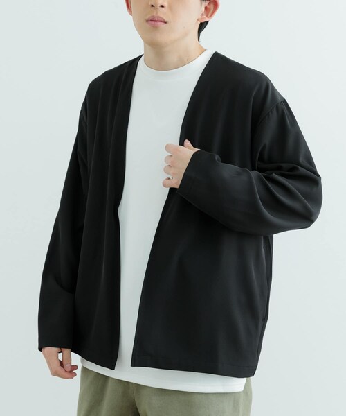 ITEMS URBANRESEARCH（アイテムズ アーバンリサーチ）の「シアーストレッチ ラップカーディガン（カーディガン/ボレロ・メンズ・BEG/BLK・M/L）」の4枚目の写真