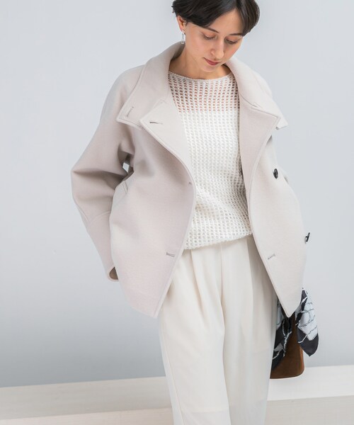 URBAN RESEARCH ROSSO（アーバンリサーチロッソ）の「スーパー140シャルム2WAYカラーコート（テーラードジャケット・レディース・L/GREIGE/MOCHA/CHARCOAL・FREE）」の7枚目の写真
