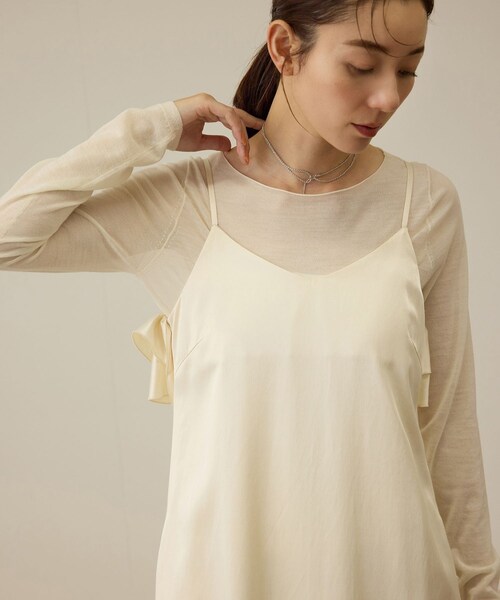 ROPE'（ロペ）の「【洗える】シャイニーサテンキャミワンピース（ドレス・レディース・オフホワイト/オレンジ・F）」の11枚目の写真