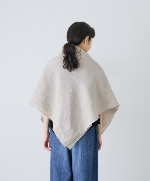 かぐれ（カグレ）の「ウォッシュリネンスクエアストール（ストール/ショール・レディース・NATURAL/NAVY/PINK・Free）」の5枚目の写真