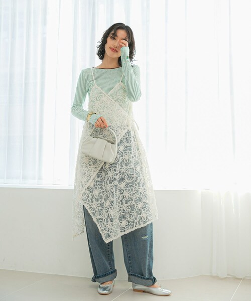 URBAN RESEARCH ROSSO（アーバンリサーチロッソ）の「レースデザインキャミワンピース（ワンピース・レディース・off・FREE）」の9枚目の写真