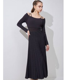 MERCURYDUO | レイヤードプリーツニットワンピース(ワンピース)