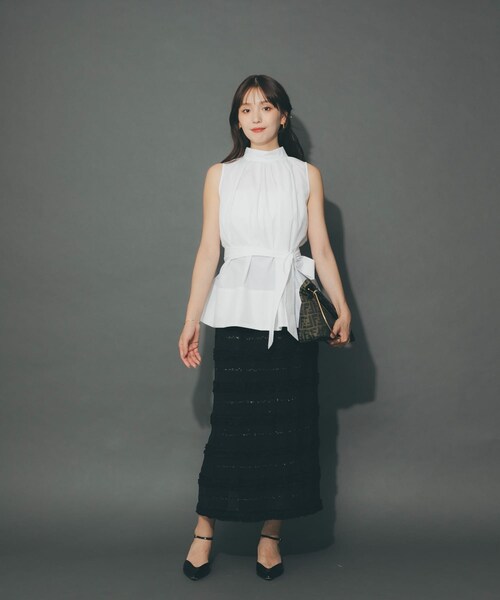 URBAN RESEARCH ROSSO（アーバンリサーチロッソ）の「ウエストマークハイネックシャツブラウス（シャツ/ブラウス・レディース・OFF WHITE/BLACK・Free）」の10枚目の写真