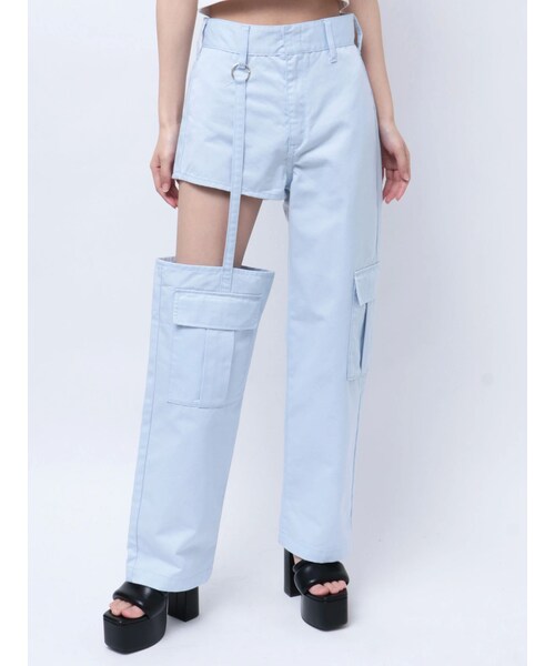 GYDA（ジェイダ）の「SIDE CUTデザインカーゴカラーワイドパンツ（カーゴパンツ・レディース・ブラック/スカイブルー/カーキ・S/M）」の5枚目の写真
