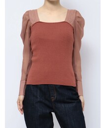 LAGUNAMOON | ドッキングスクエアネックニットプルオーバー(ニット/セーター)