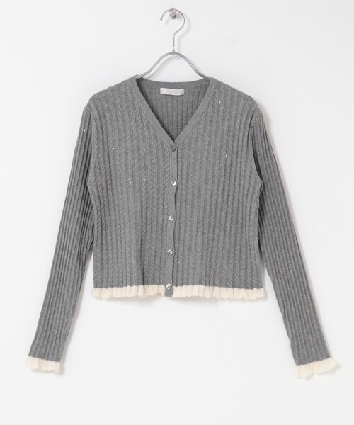 URBAN RESEARCH ROSSO（アーバンリサーチロッソ）の「F by ROSSO　スパンコールフリルリブカーディガン（カーディガン/ボレロ・レディース・BEIGE/GRAY/NAVY・Free）」の12枚目の写真