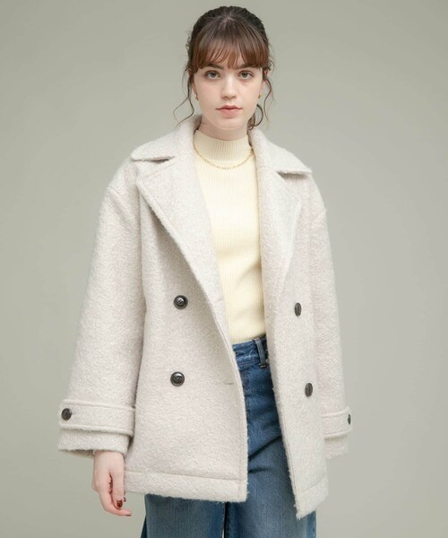 URBAN RESEARCH Sonny Label（アーバンリサーチサニーレーベル）の「ウールライクカーリーシャギーコクーンコート（テーラードジャケット・レディース・エクリュ/グレー/チャコール・FREE）」の6枚目の写真