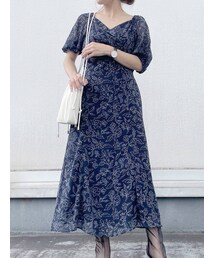 MERCURYDUO | 2WAYフロントタックフラワーワンピース(ワンピース)