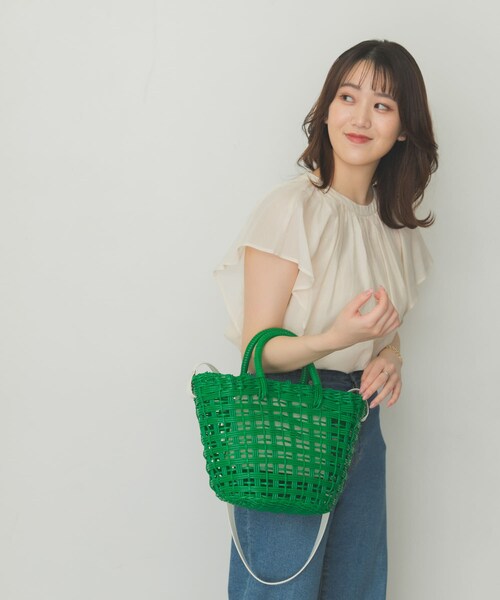 RODE SKO（ロデスコ）の「ショルダー付編みかごバッグ（かごバッグ・レディース・BROWN/WHITE/GREEN/BLUE・one）」の20枚目の写真