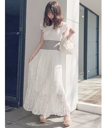 dazzlin | フリルリブマークプリーツワンピース(ワンピース)