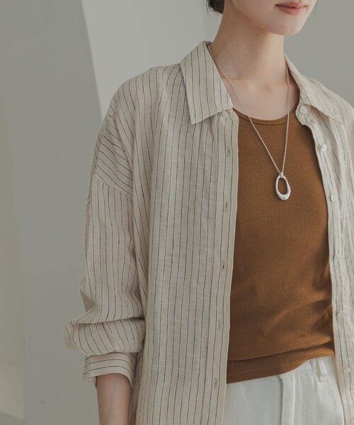 URBAN RESEARCH(アーバンリサーチ)の「リネン2WAYシャツ(シャツ/ブラウス・レディース・PINKSTRIPE/BROWN/BEIGE/BLUESTRIPE/WHITE/BEG STRIPE・Free)」の4枚目の写真