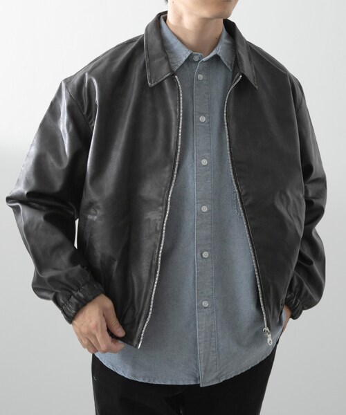 ITEMS URBANRESEARCH（アイテムズ アーバンリサーチ）の「F.L. ジップアップ ジャケット（ライダースジャケット・メンズ・BLK/FADED BLK/BRN/FADED BRN・M/L）」の19枚目の写真