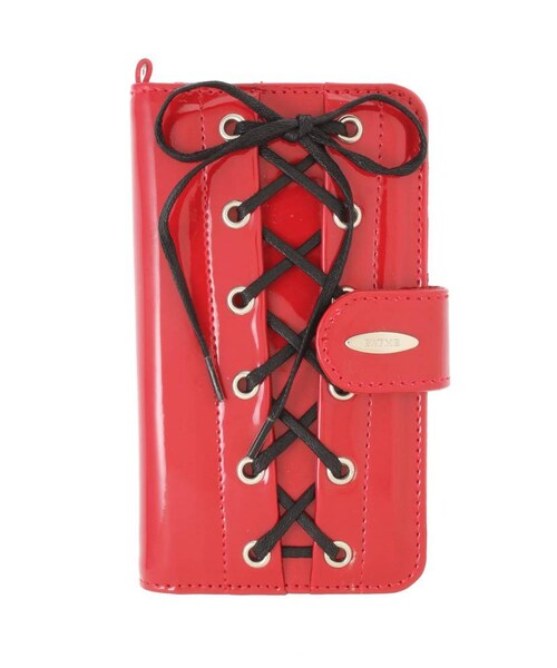EATME（イートミー）の「エナメルレースアップスマホケース（スマホケース/カバー・レディース・ブラック/レッド/ピンク/ボルドー/バイオレット・F）」の5枚目の写真
