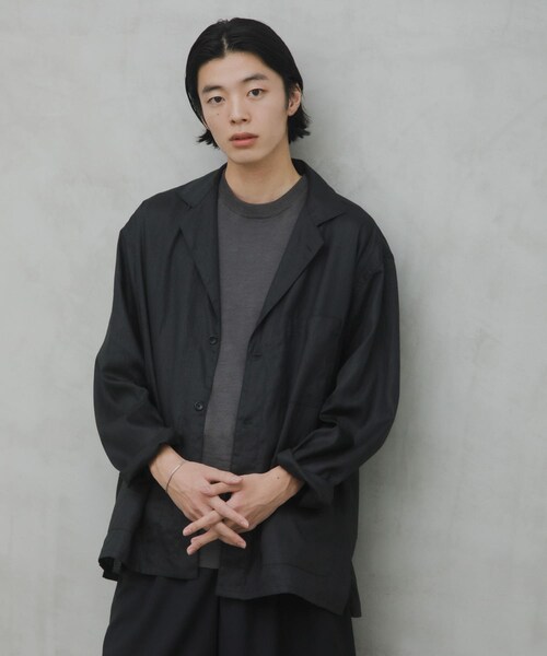 URBAN RESEARCH DOORS(アーバンリサーチドアーズ)の「RA/LYO Sheer Shirts Jacket(テーラードジャケット・メンズ・NAVY/BLACK・M/L)」の1枚目の写真