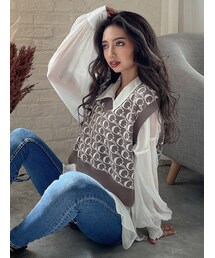 GYDA | Vネック GYDA PATTERN ニットベスト(ニット/セーター)