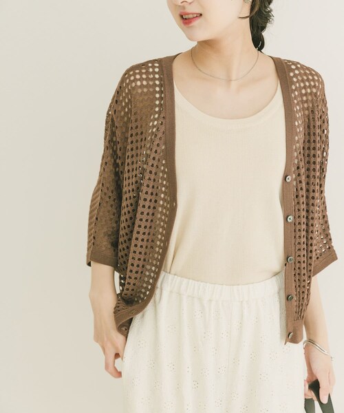 ITEMS URBANRESEARCH（アイテムズ アーバンリサーチ）の「メッシュニットカーディガン（ニット/セーター・レディース・BRN/BLK/GREGE・Free）」の17枚目の写真