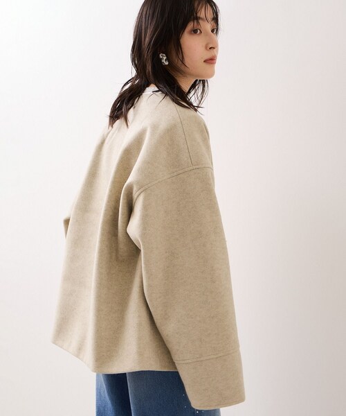 VIS（ビス）の「【WEB限定】ボアポケットノーカラーコート（その他アウター・レディース・チャコール/キナリ/ダークブラウン・F）」の18枚目の写真