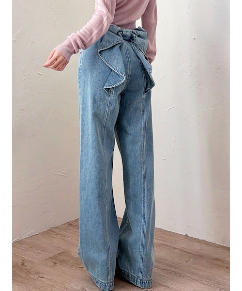 RESEXXY（リゼクシー）の「バックリボンデニムパンツ（デニムパンツ・レディース・ピンク/アイスブルー/インディゴ・S/M）」の3枚目の写真