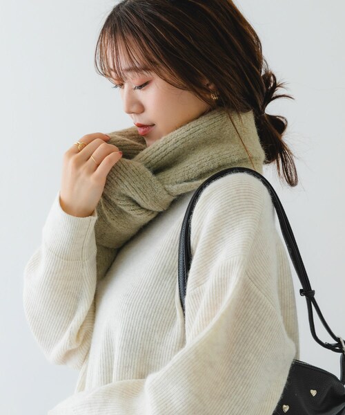 RODE SKO（ロデスコ）の「メランジロングマフラー（マフラー・レディース・BEIGE/CHARCOAL/BLUE・one）」の14枚目の写真