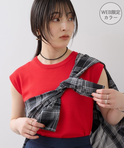VIS(ビス)の「【WEB限定カラー】ICE BEAUTY 美人スリーブニットプルオーバ/UVケア・接触冷感(ニット/セーター・レディース・ブラック/オフホワイト/ブラウン/サックス/レッド・F)」の9枚目の写真