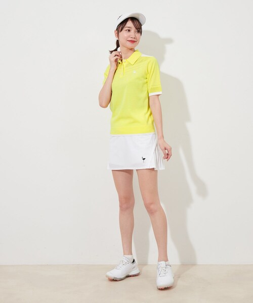 ROPE'(ロペ)の「ハーフスリーブニットポロ襟プルオーバー(ニット/セーター・レディース・ブラック/ホワイト系/イエロー・L/M/S)」の11枚目の写真