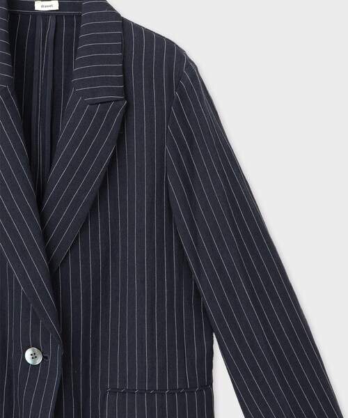 ROPE'（ロペ）の「【drawell（ドロウェル）】STRIPE PEAK LAPEL JK｜ジャケット（テーラードジャケット・レディース・ライトグレー/ネイビー・F）」の6枚目の写真