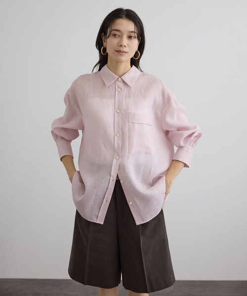 ADAM ET ROPE'(アダムエロペ)の「リネンオーバーシャツ / GENTLE LINEN(シャツ/ブラウス・レディース・ブラック/グレー/ピンク・F)」の21枚目の写真