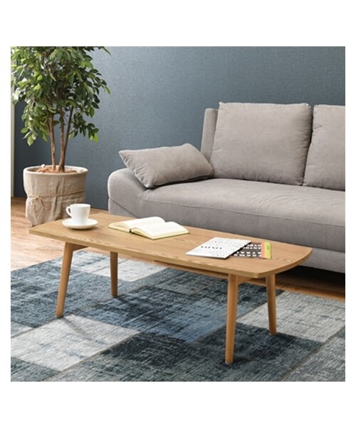 nissen（ニッセン）の「木目が美しい天然木突板の折りたたみテーブル（スクエア）（家具・メンズ・ナチュラル/ブラウン・1=幅95cm/2=幅110cm）」の3枚目の写真