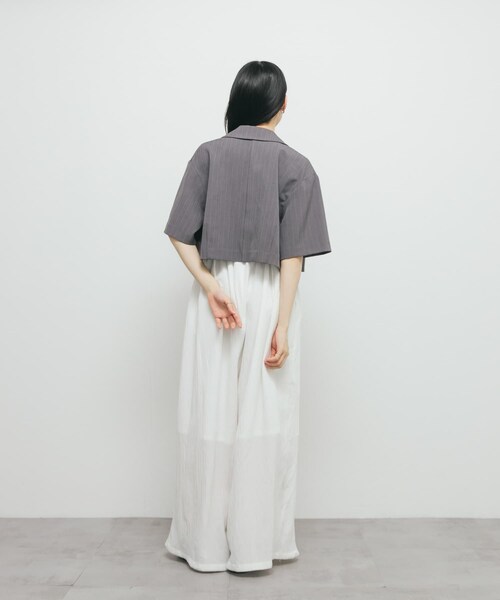 KBF（ケイビーエフ）の「ストライプショートジャケット（テーラードジャケット・レディース・IVORY/CHARCOAL・one）」の19枚目の写真