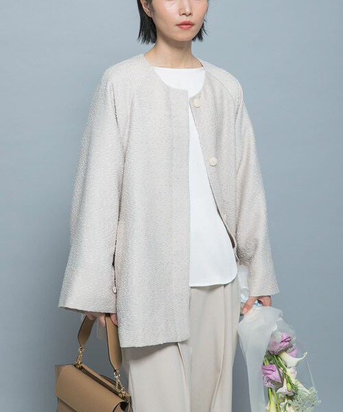 URBAN RESEARCH ROSSO(アーバンリサーチロッソ)の「CHIGNON ネップツイードコート(テーラードジャケット・レディース・LBEIGE/BLACK・Free)」の21枚目の写真