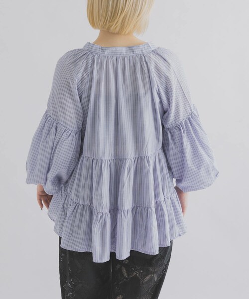 THE GOODLAND MARKET（ザグッドランドマーケット）の「FANAKA　ギャザーフリルブラウス（シャツ/ブラウス・レディース・BLUE/NAVY・Free）」の7枚目の写真