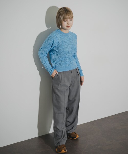 THE GOODLAND MARKET（ザグッドランドマーケット）の「COOHEM　CRUSHED CABLE KNIT PULLOVER（ニット/セーター・レディース・19BLACK/60SAX/24ORANGE・Free）」の20枚目の写真
