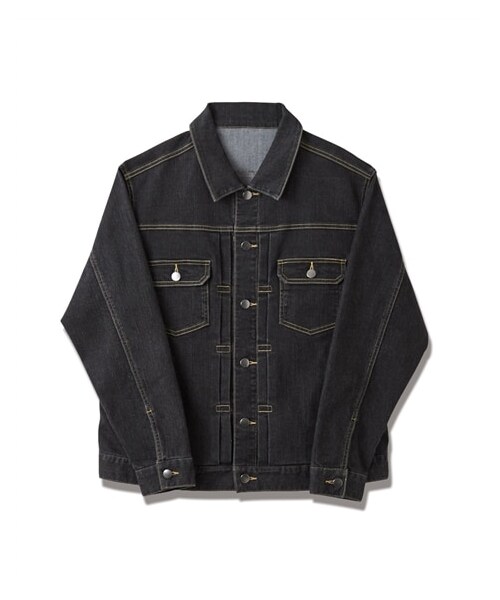 nissen（ニッセン）の「ストレッチデニムジャケット（デニムジャケット・メンズ・ネイビー/黒・M/L/LL/3L/4L/5L/6L/8L/10L）」の2枚目の写真