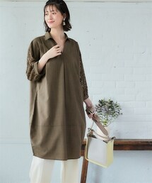 nissen | レース７分袖スキッパーワンピース(ワンピース)