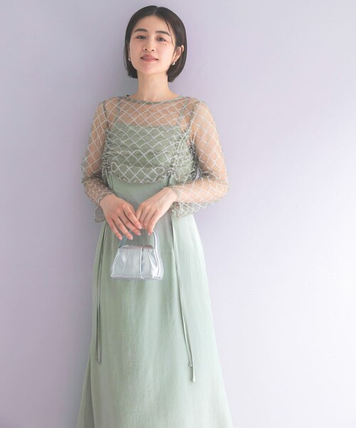 URBAN RESEARCH ROSSO（アーバンリサーチロッソ）の「kaene　ドロストギャザーセパレートドレス（ワンピース・レディース・GRAY/MINT・36）」の3枚目の写真