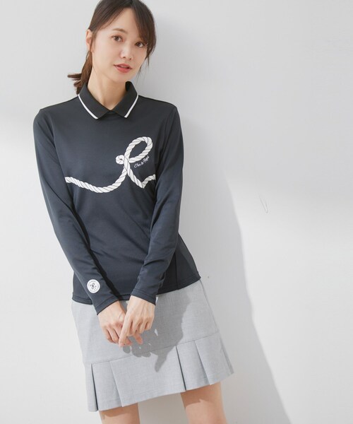 ROPE'（ロペ）の「【ECO】【UV】【防透】Rロープ柄衿付長袖プルオーバー　（Tシャツ/カットソー・レディース・ブラック/ホワイト/ネイビー・L/M/S）」の18枚目の写真