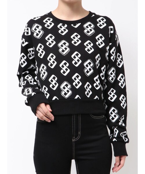 GYDA（ジェイダ）の「GG pattern bijouスウェットトップス（スウェット・レディース・グレー/ブラック/ピンク・F）」の4枚目の写真