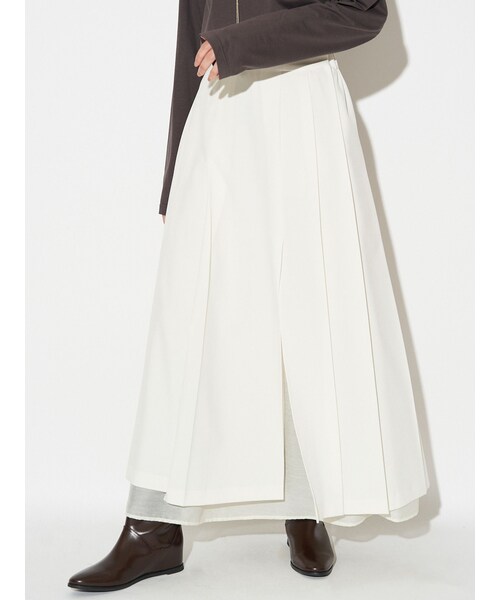 ELENDEEK（エレンディーク）の「SLIT PLEATS SK（スカート・レディース・オフホワイト/グレー・01/02）」の5枚目の写真